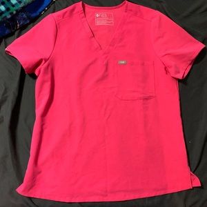 Figs Shocking Pink Scrub Top Lg